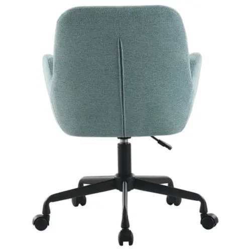 2 Stoelen Lichtblauwe stof met wielen gemonteerd