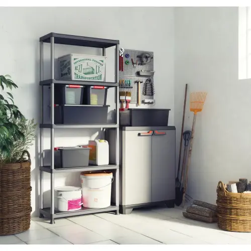 Plank L 75 cm met 5 schappen zwart 