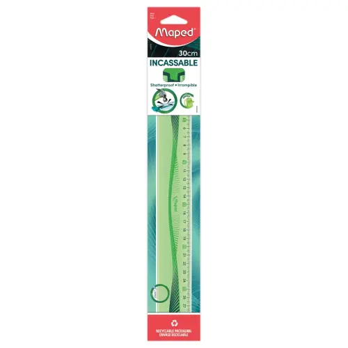 Plat regel 30 cm - ONBREKBAAR, assorti in blauw of groen