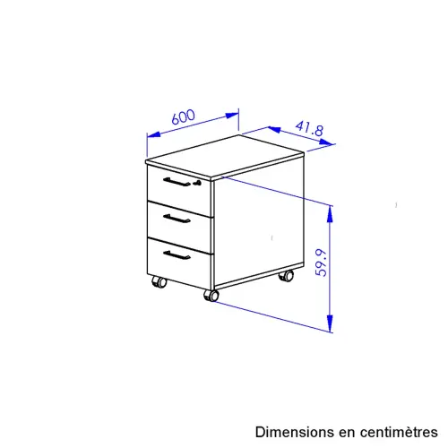 Mobiele kast 3 lades BARi gestructureerd eiken wit gemonteerd