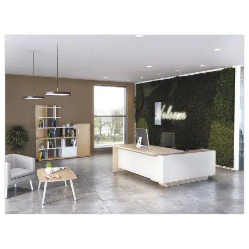 Rechthoekig bureau BARI L180 cm eik en wit gemonteerd