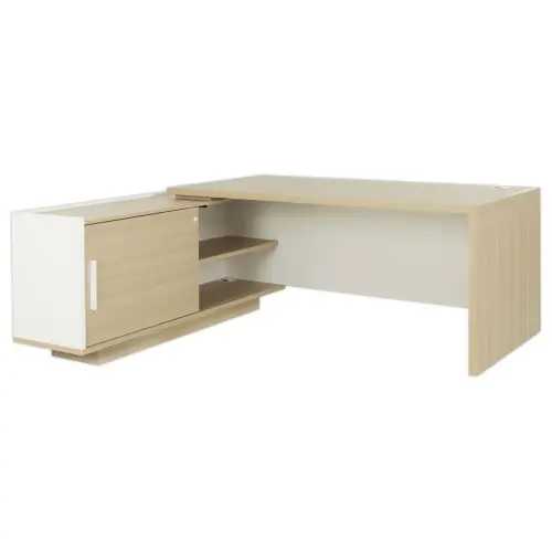 Bureau BARI Terug links 180 cm eikenstructuur / wit gemonteerd 