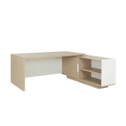 Bureau BARI Terug links 180 cm eikenstructuur / wit gemonteerd 