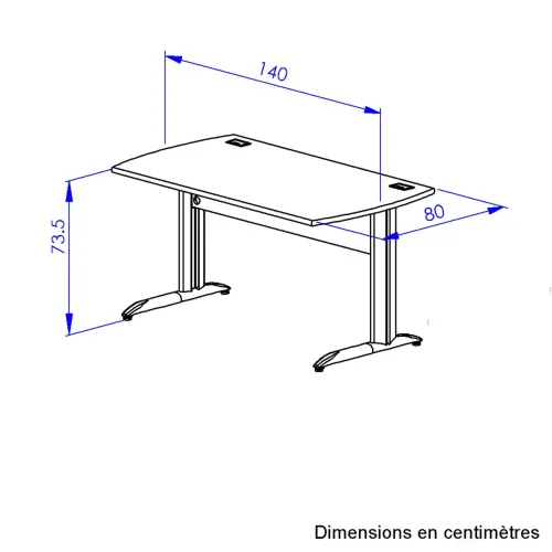 Bureau BREST 140 cm eiken van het bos antraciet metalen poten gemonteerd