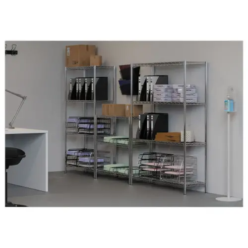 Multifunctionele rek 3 niveaus L90 x H90 cm grijs metaal staal