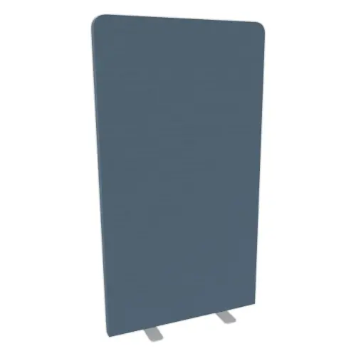 Akoestische wand grijs stof vlakke zilveren voet 180 x 100 cm gemonteerd