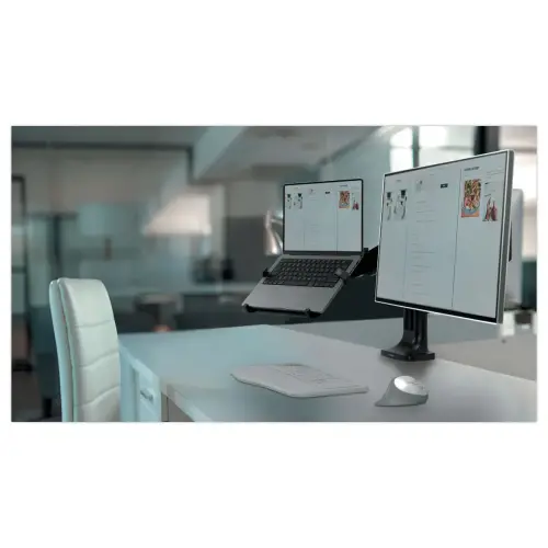 Universele laptop verhoger voor monitorarmen