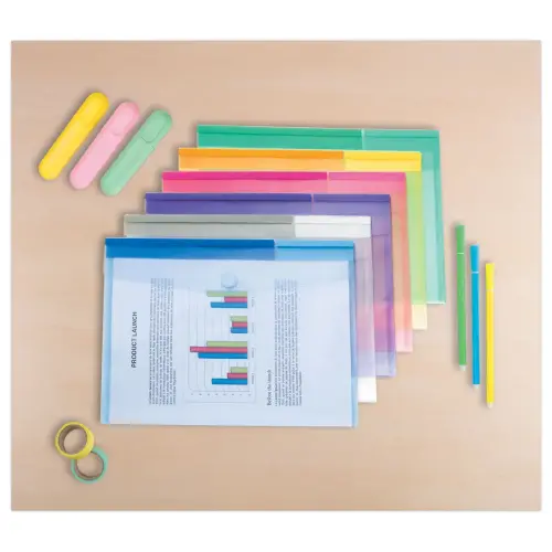 12  recycleerbare polypropyleen A4 mappen - Assorti 
