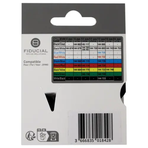 Ruban K7 voor DYMO labelmaker S0720730 9mm geel met zwarte afdruk 