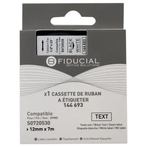 Ruban K7 voor DYMO labelprinter S0720530 12 mm wit met zwarte opdruk