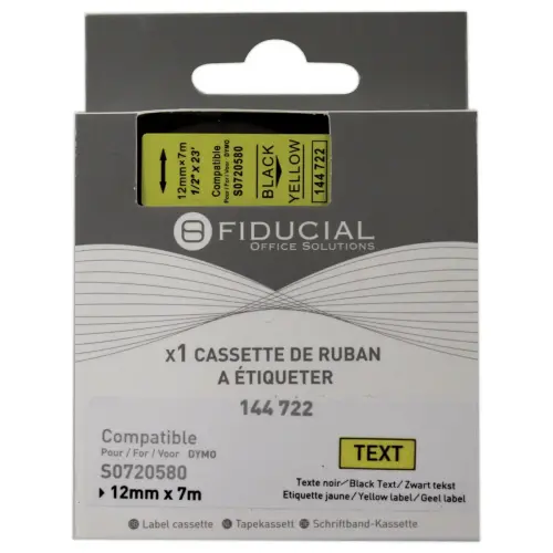 K7-tape voor DYMO-labelmaker S0720580 12mm geel met zwarte afdruk 