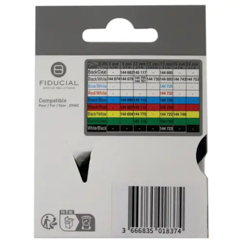 K7-tape voor DYMO-labelmaker S0720580 12mm geel met zwarte afdruk 
