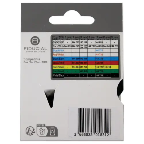 Ruban K7 voor DYMO labelprinter S0720550 12mm wit met rode afdruk