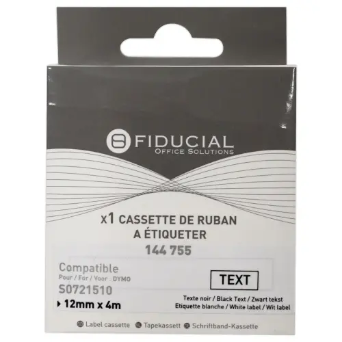 Ruban K7 voor DYMO labelprinter S0721510 12 mmx4 m zwart / wit