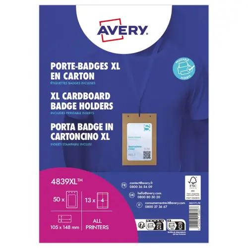 50  Kartonnetjes voor A6-badgehouders 