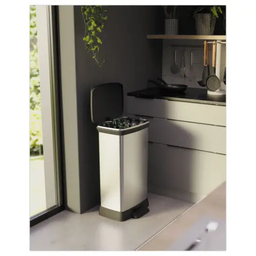 Rectangulaire duo afvalemmer 23l+23l met metalen decor