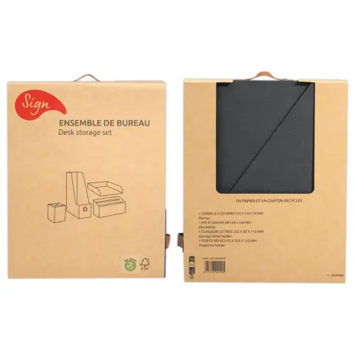 Set postbakje, tijdschriftenrek, sorteerder, pennenbakje "Reborn" zw