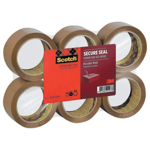 6 wikkels van Scotch ®SECURE SEAL verpakkingslint 50 mm x 66 m Havana