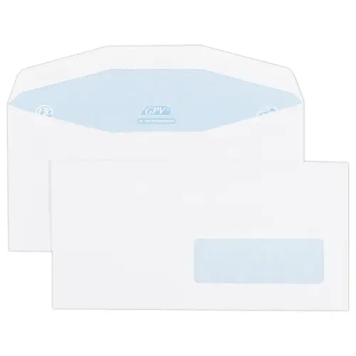 1000  C6/C5 enveloppen 115x229 80G met venster 35X100 wit 