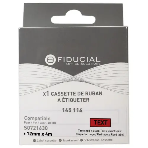 Ruban Letratag 12mmx4 m zwarte opdruk op rood comp DYMO S0721630