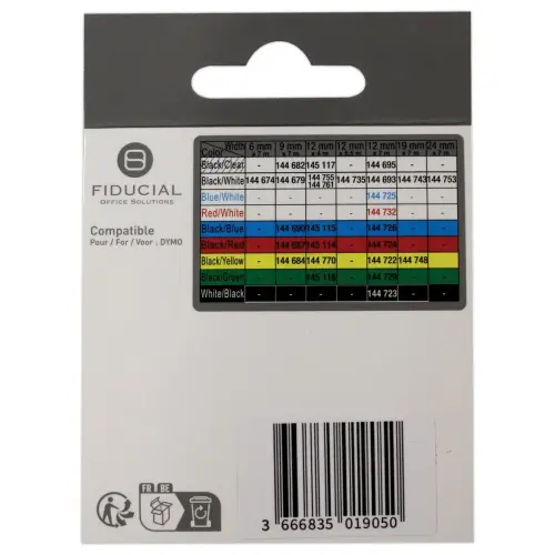 Ruban Letratag 12mmx4 m zwarte opdruk op rood comp DYMO S0721630