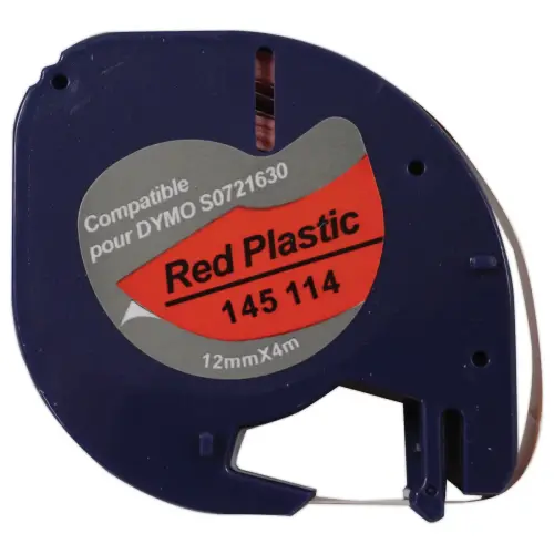 Ruban Letratag 12mmx4 m zwarte opdruk op rood comp DYMO S0721630
