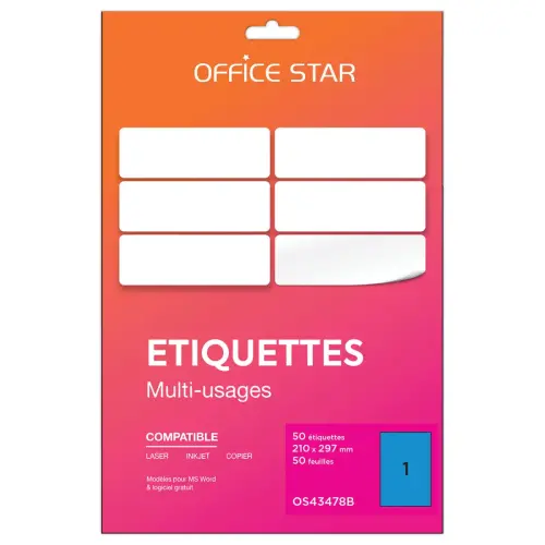 50 etiketten platen L210xH297mm, 50 etiketten/doos, blauw