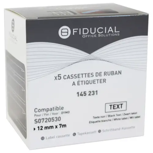 5 rubans D1 12mmx7m zwart/wit afdruk comp DYMO S0720530