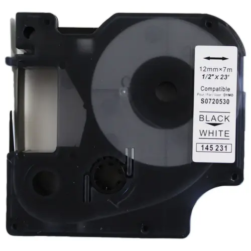 5 rubans D1 12mmx7m zwart/wit afdruk comp DYMO S0720530