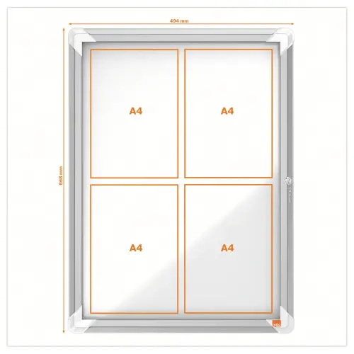 Buitenvitrine 4xA4 PREMIUM Plus Nobo magnetisch - Wit