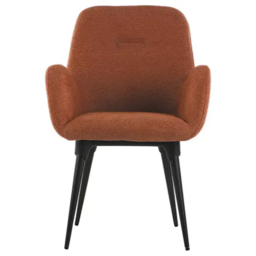 2 Fauteuils stof terracotta 4 metalen poten gemonteerd