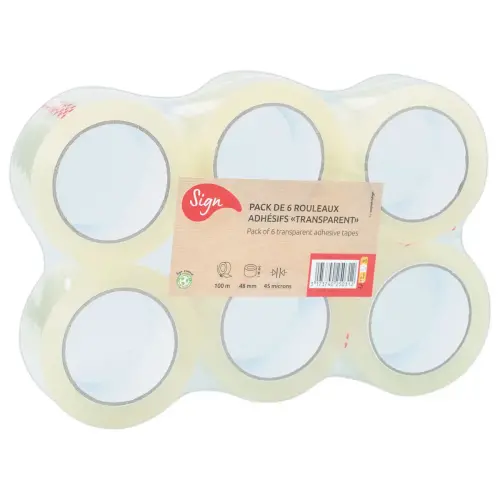 6 Rollen PP transparante verpakkingsplakband - 100 m x 48 mm - 45µ