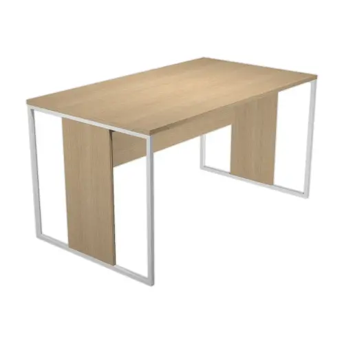 Bureau BELGRADE 140 x 80 eik met witte poten gemonteerd 
