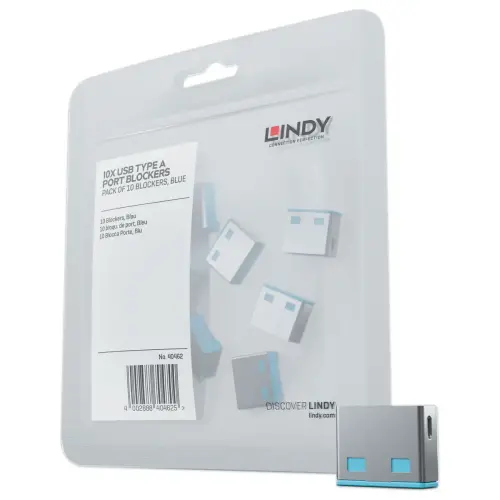 USB Type A poortblokkering (zonder sleutel) - Set van 10, Blauw