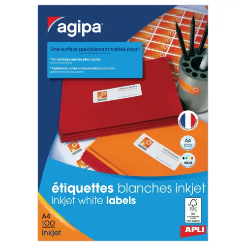100 Witte inktjetlabels formaat 70 x 37 mm - 2400 labels