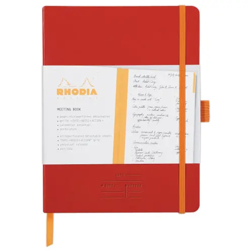 Agenda notitieboekje Perpetueel Meeting RHODIA 16x21 cm Coquelicot