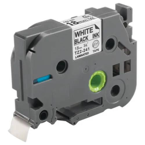 Ruban comp BROTHER TZE 241 18mm wit zwarte afdruk 