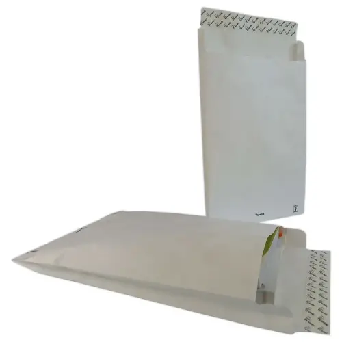 20 Witte onverscheurde TYVEK zakken 250x330 mm met een 38 mm bodem.