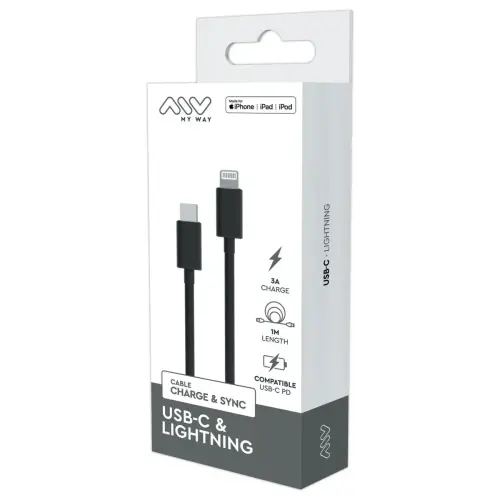 USB-C Lightning Kabel 1m Zwart
