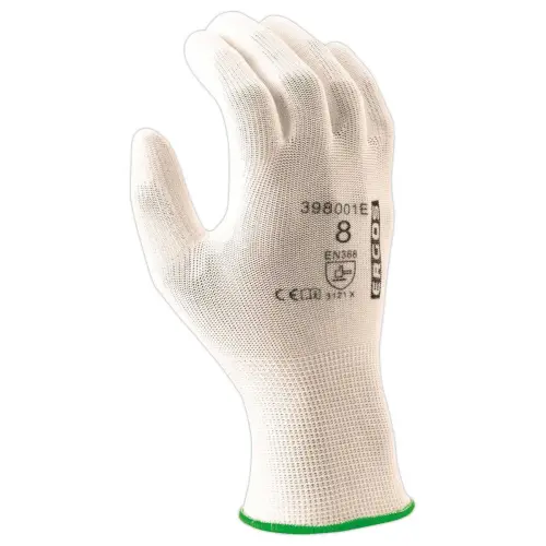 12 paar polyester handschoenen - wit - Maat 10 - RG 