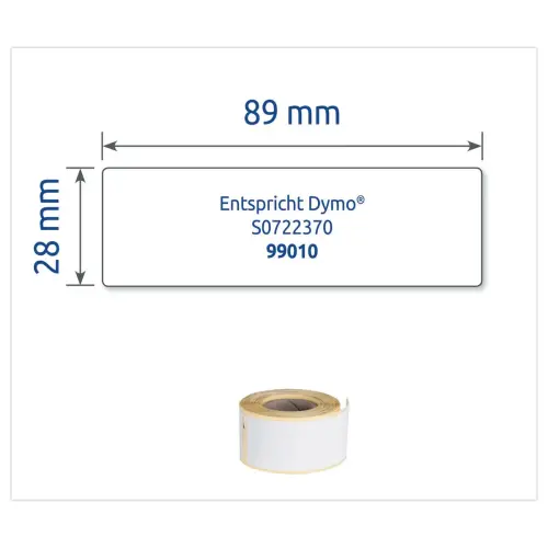 2 Rollen van 130 witte etiketten 28x89mm voor DYMO LW 450