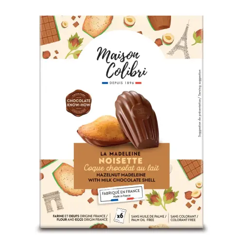 Hazelnoot Madeleines in een schelp vanmelkchocolade - Maison colibri