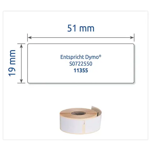 Rol van 500 witte etiketten 51x19 mm voor DYMO LW 450