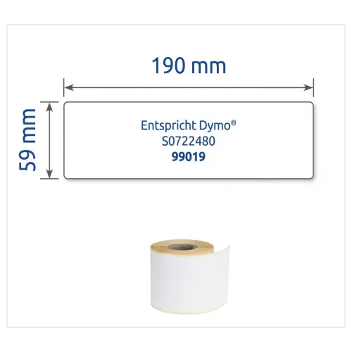Rol van 110 witte etiketten 190x59 mm voor DYMO LW450