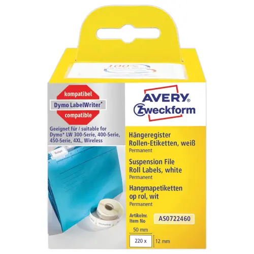 Rol van 110 witte etiketten 50x12 mm voor DYMO LW 450