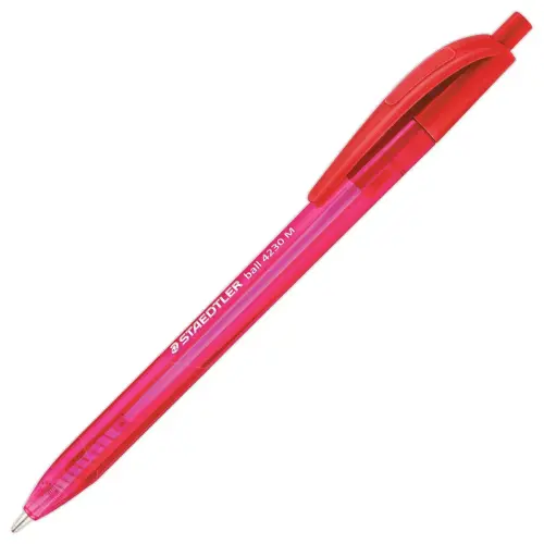 Driehoekige retractable balpen met een gemiddelde punt van 1 mm in het rood
