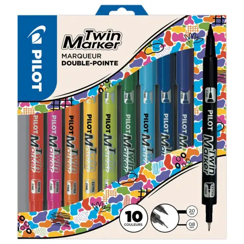 10 Dubbel permanent marker BEGREEN PILOT - Fijne en extra fijne punt
