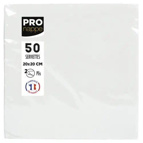 50 Servetten 2-voudig 20x20 cm - Wit - ProNappe