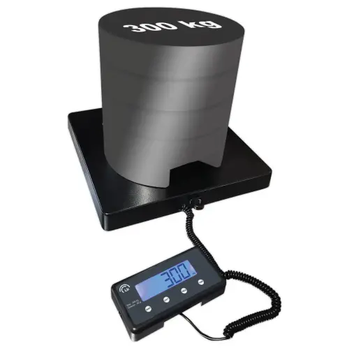 Elektronische weegschaal voor pakketten 300kg staal plateau XL 40x40 cm