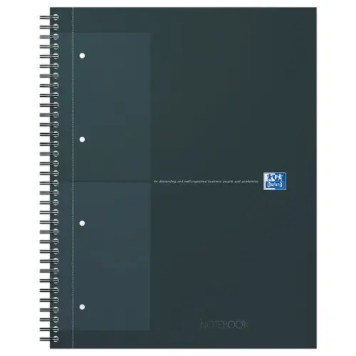 Spiraalnotitieboek A4+, 160p, 5x5, Oxford international Zwart 